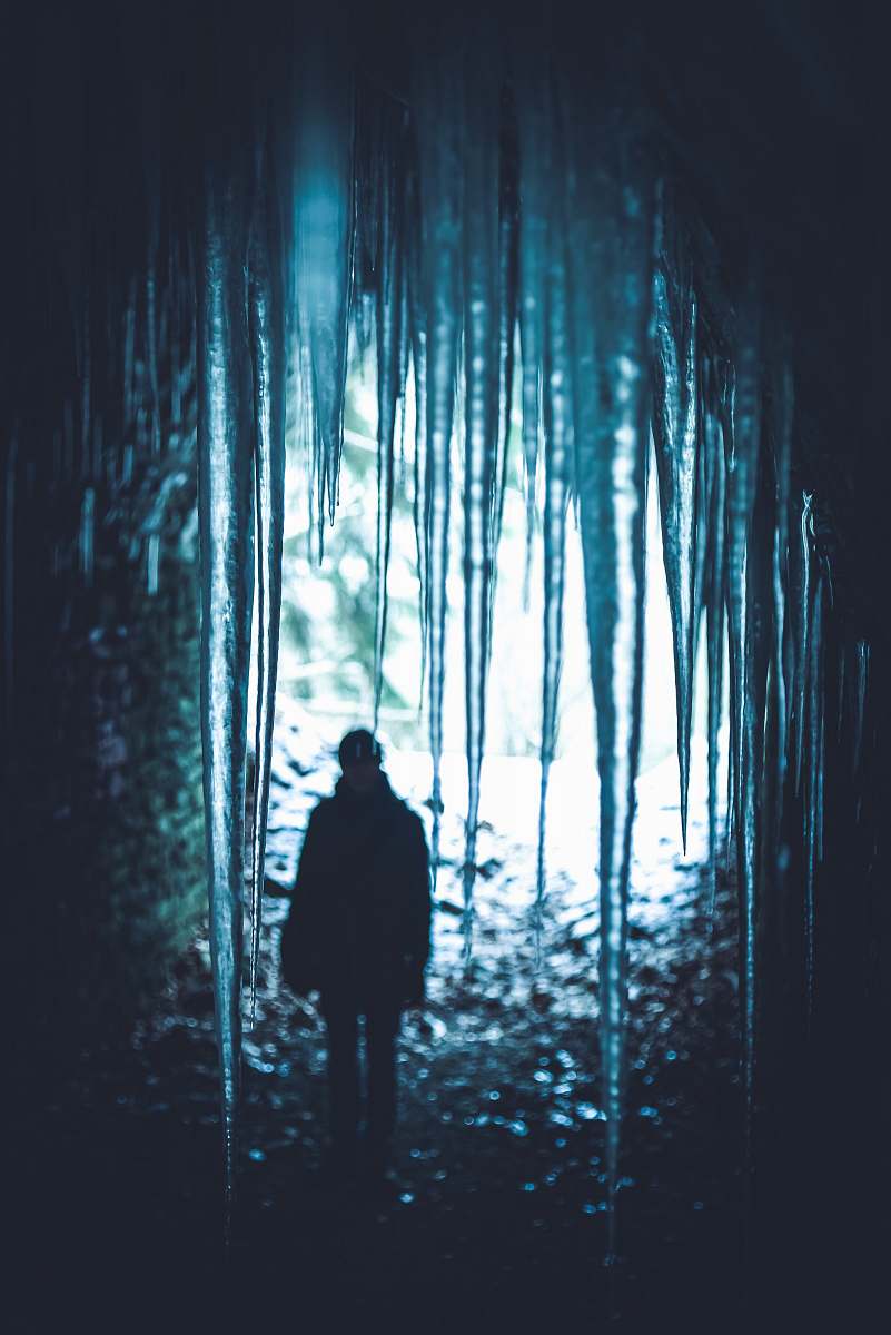 human person in spiky ice cave people