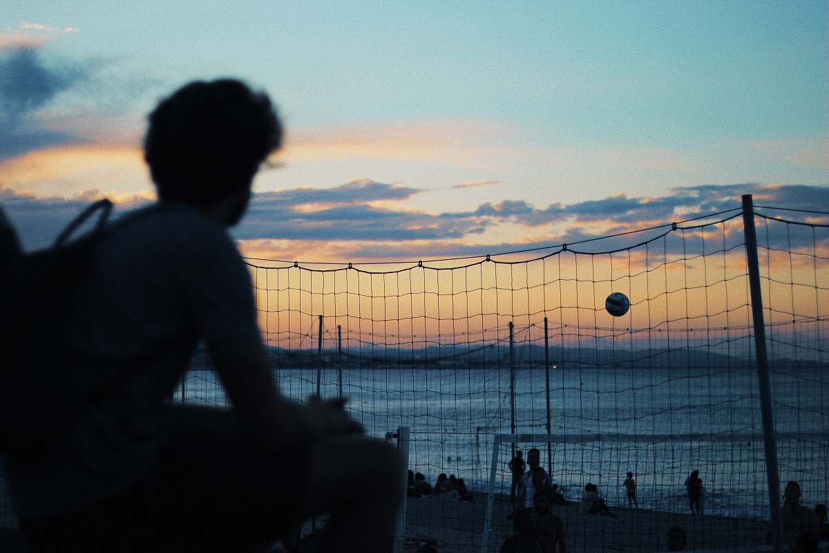human silhoette of person watching volleyball silhouette