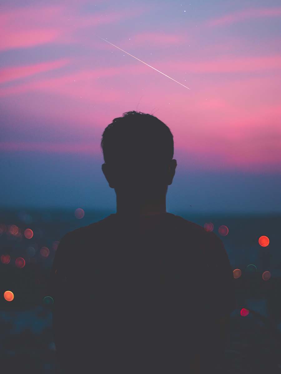 flare silhouette of man light