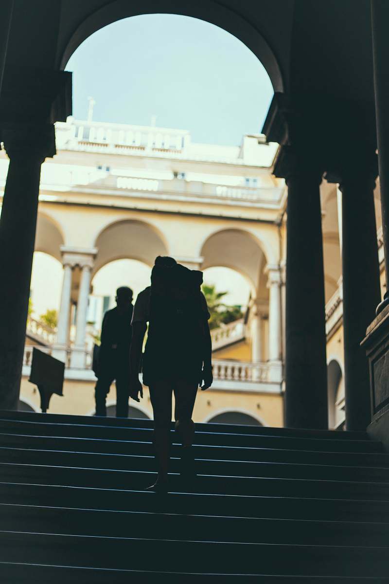 human silhouette of person standing on stairs people