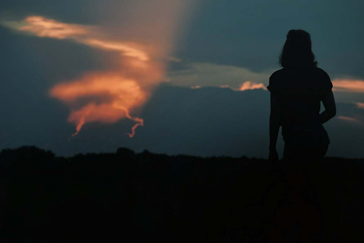 people silhouette of woman during sunset human