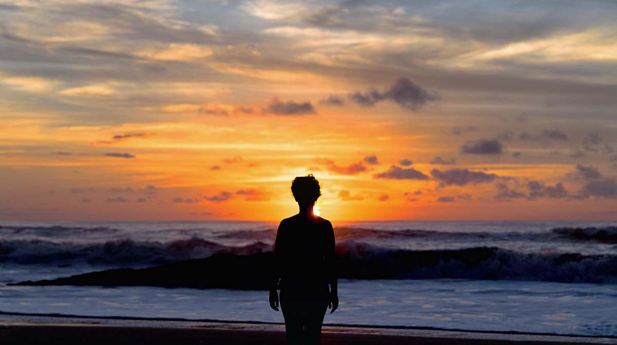 standing silhouette of woman standing near seashore human