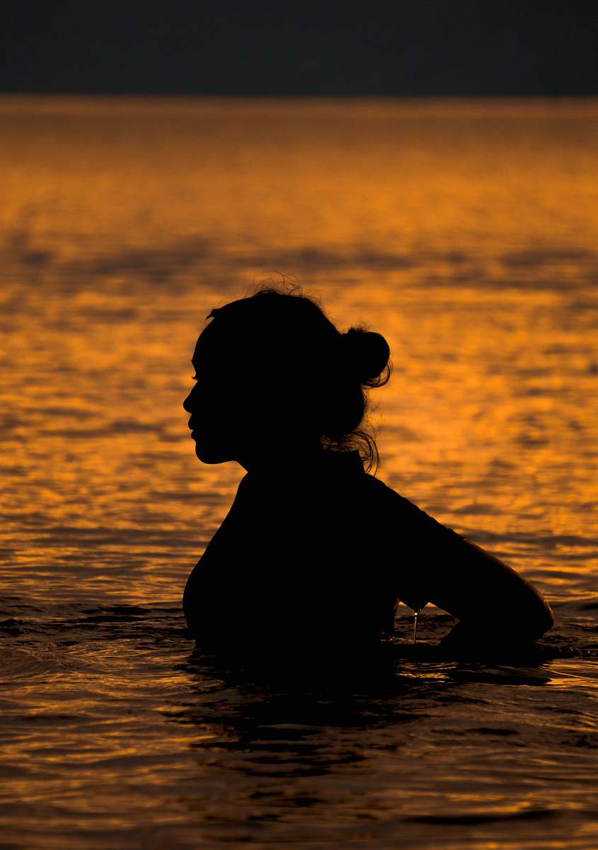 silhouette woman in water human