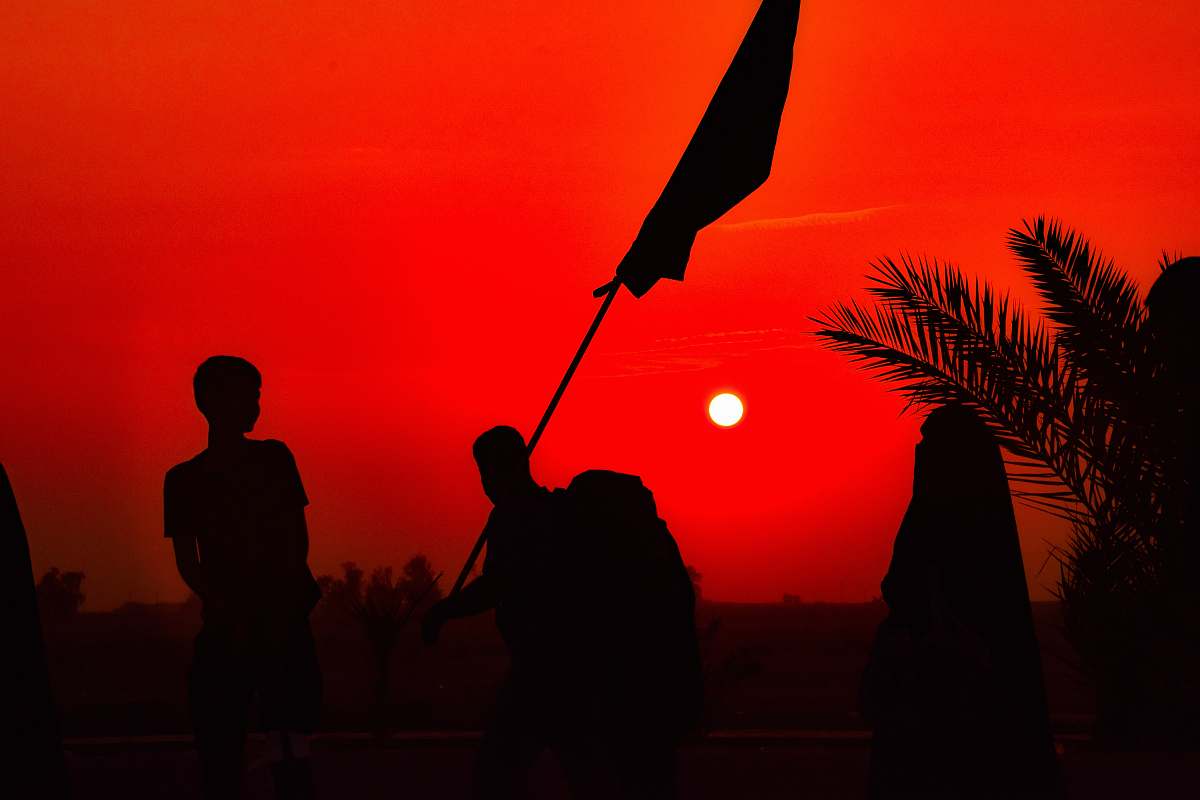 human man standing holding flag person