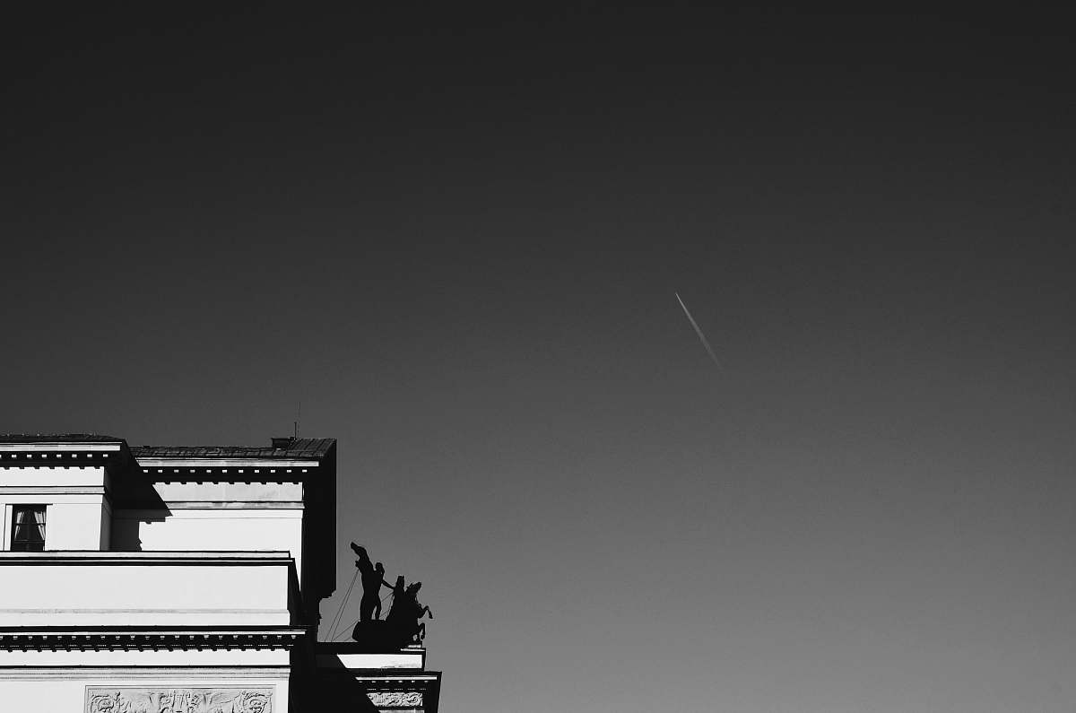 sculpture grayscale photo architecture