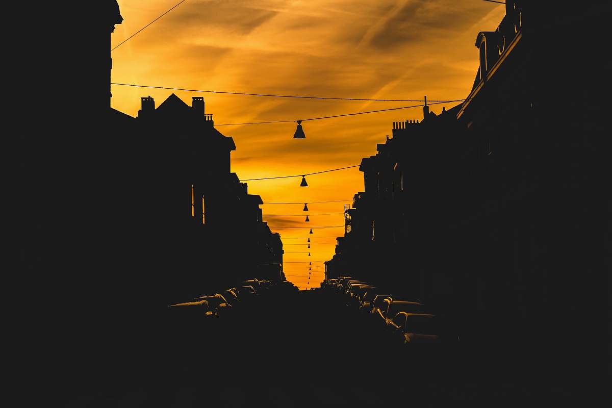 cable silhouette of building power lines