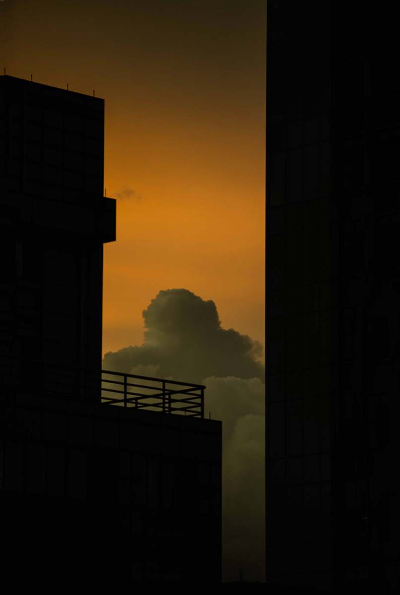 nature silhouette of buildings under gray skies outdoors