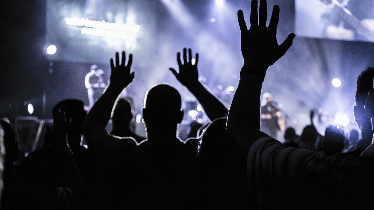 concert silhouette of crowd in concert grounds music
