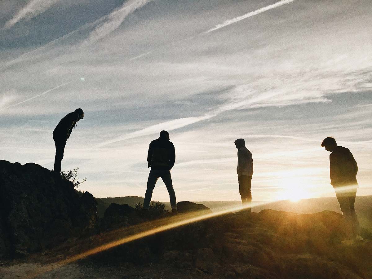 person silhouette of four men human
