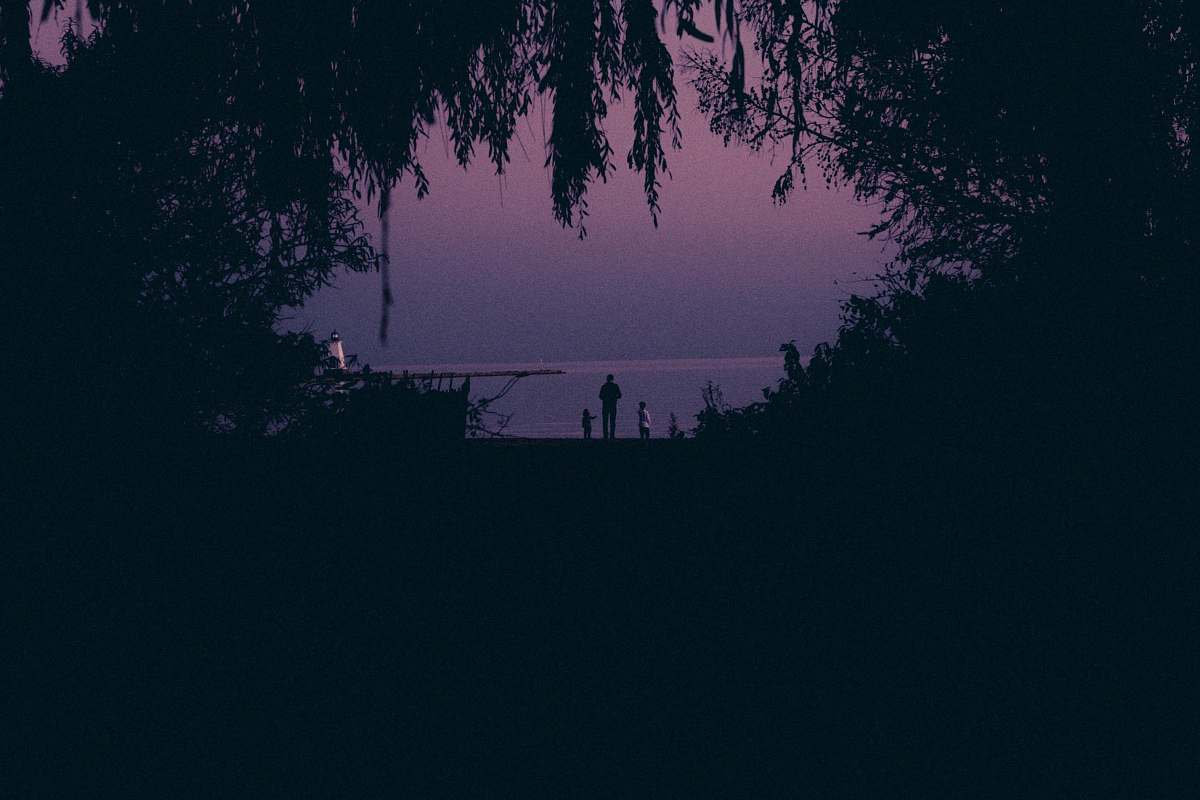 outdoors silhouette of man standing near the tree nature