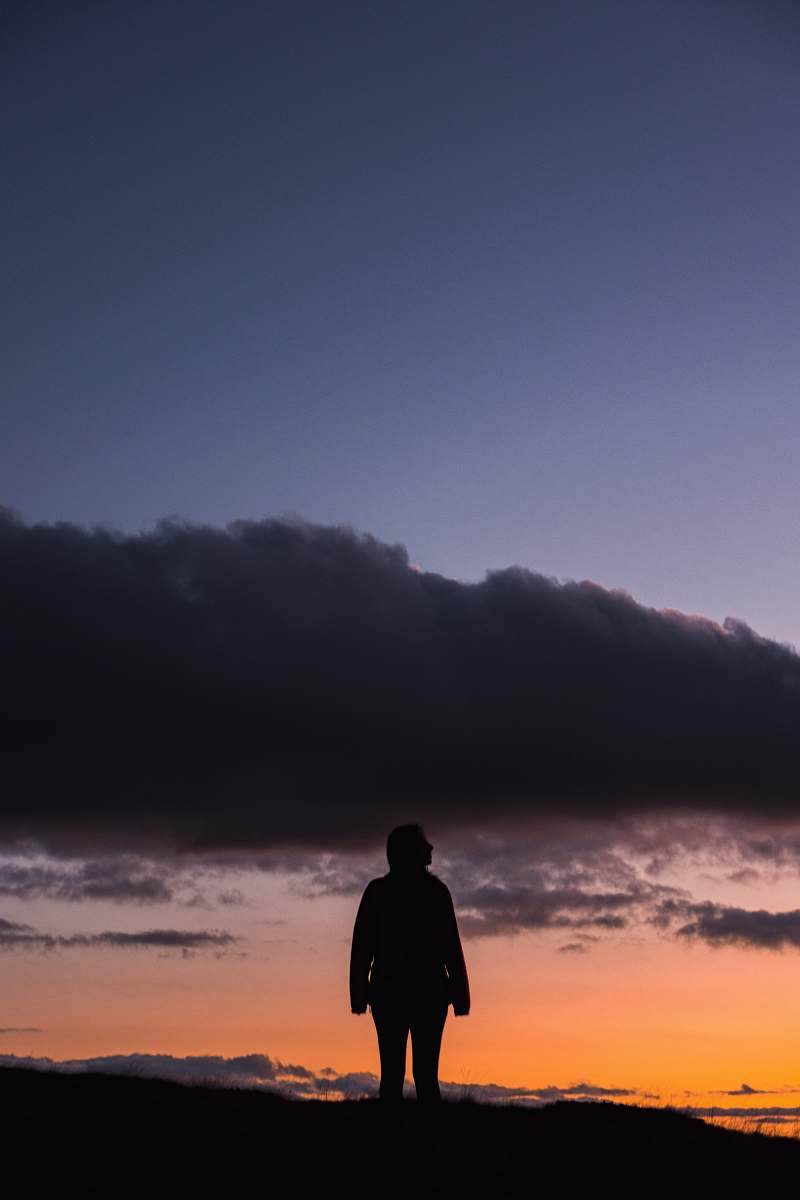 Nature Silhouette Of Man Standing On Mountain Outdoors Image Free Photo