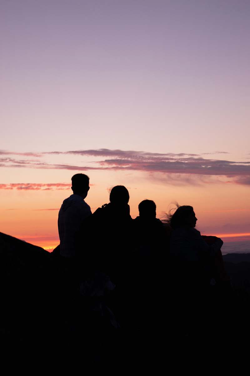 nature silhouette of people on hill outdoors