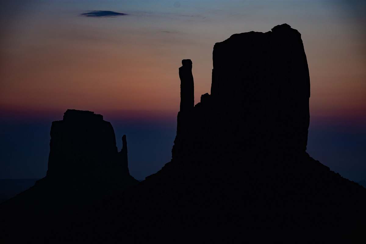 dawn silhouette of rock formation dusk