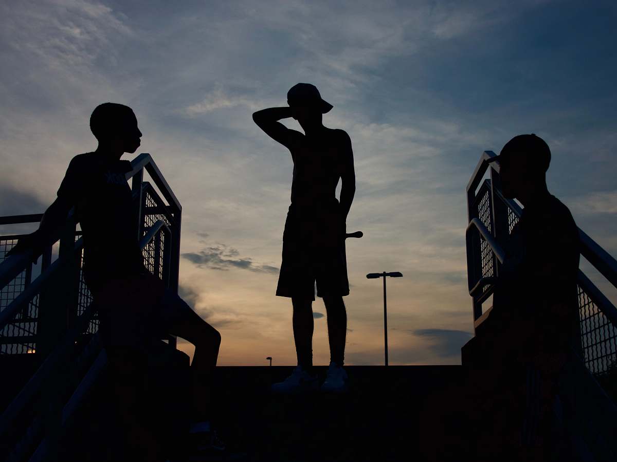 human silhouette of standing three person person