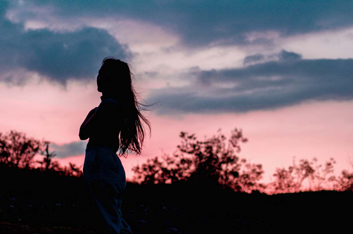 human silhouette of standing woman person