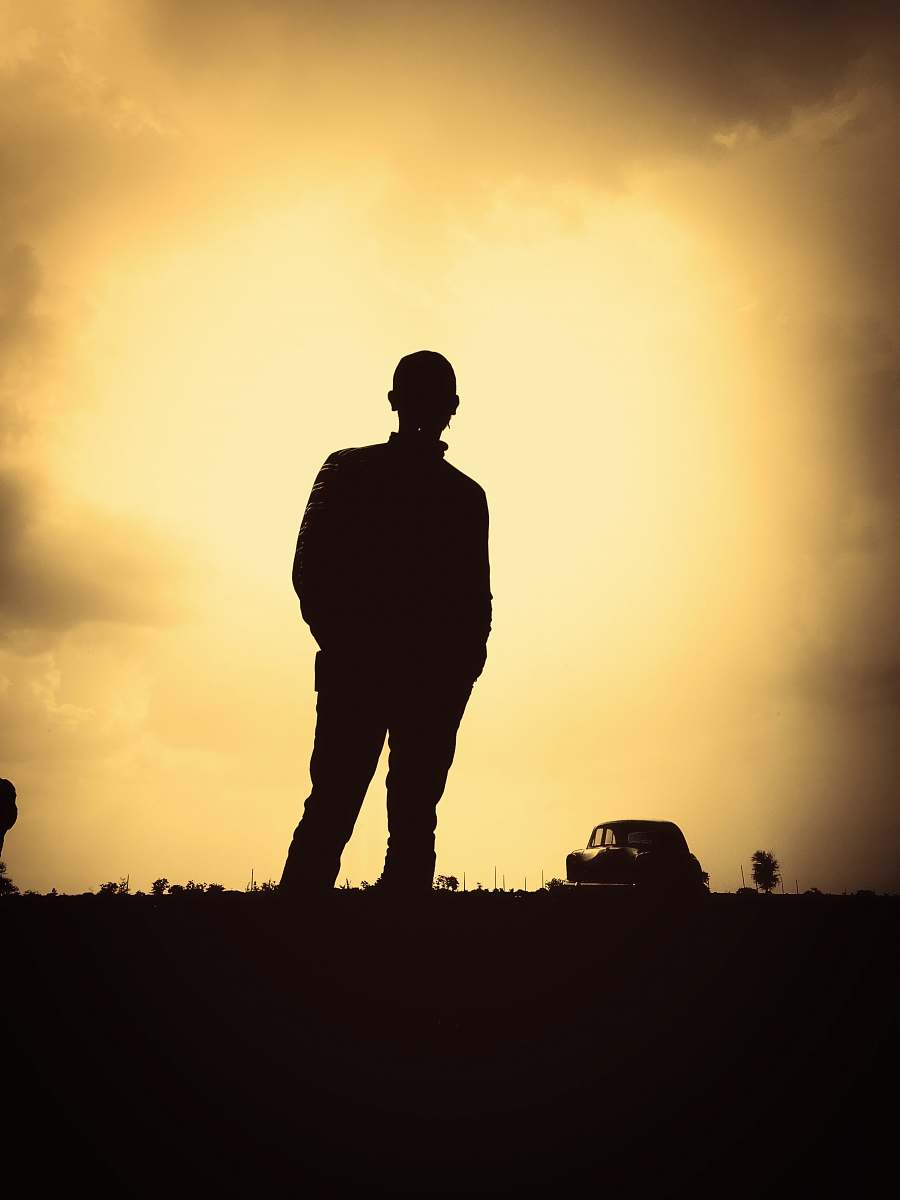 standing silhouette photography of man human
