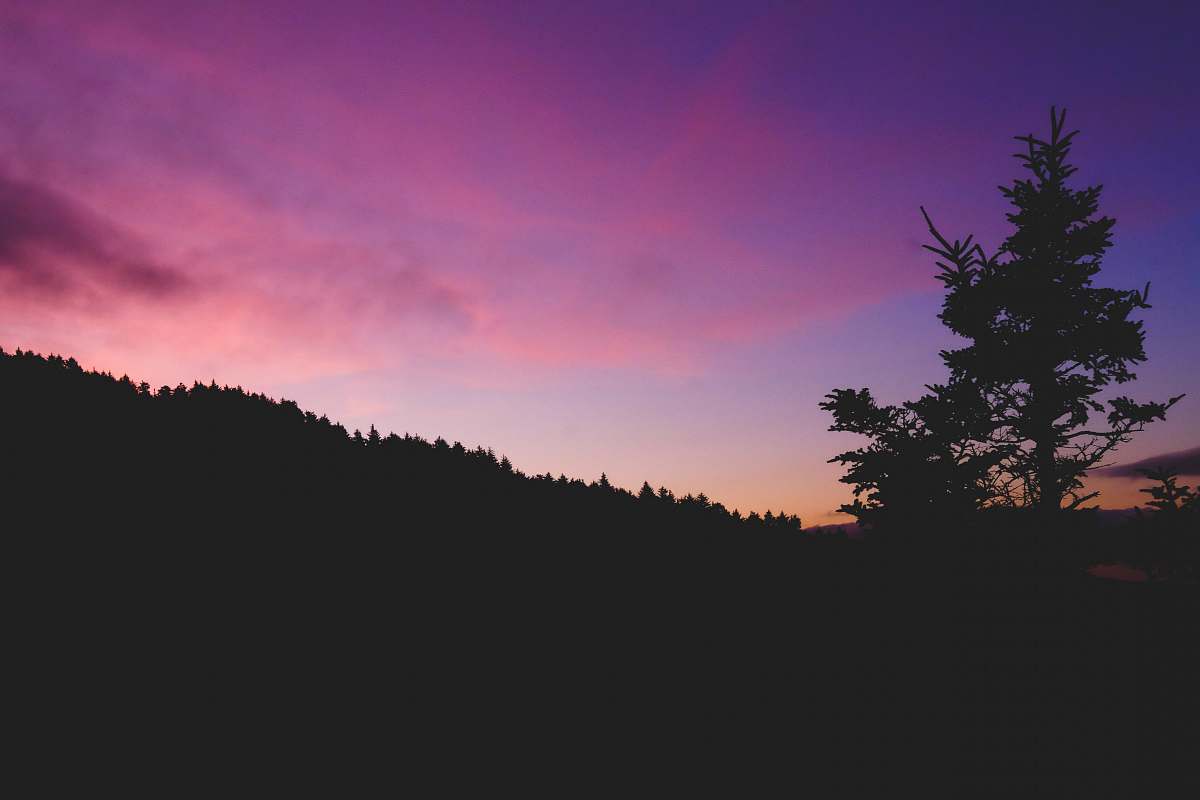 dusk silhouette of mountain during sunset sunset