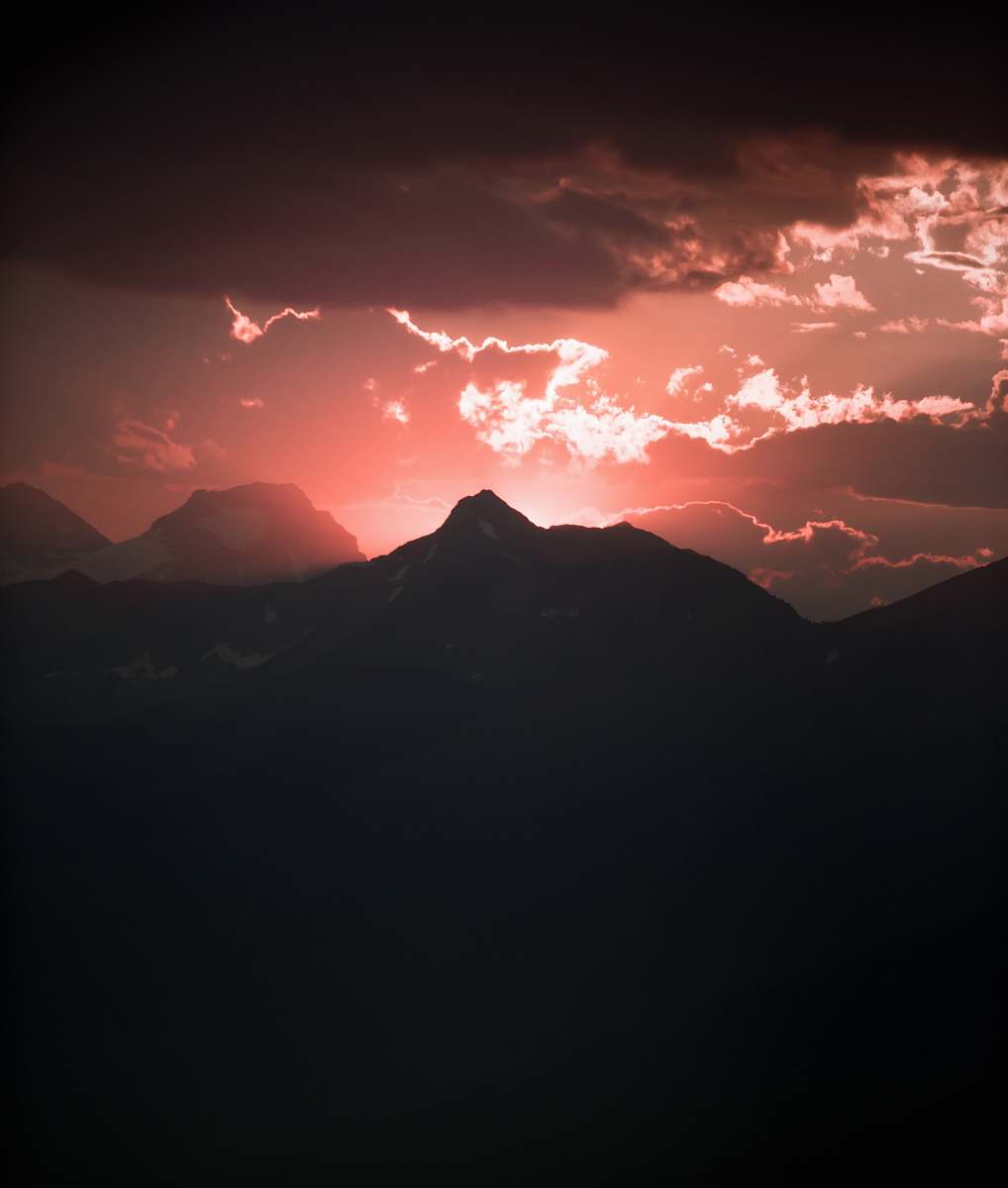 cloud silhouette of mountain under red sky panoramic photography mountain