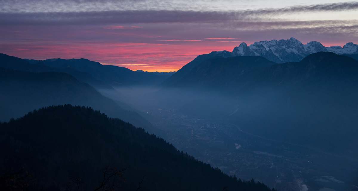 Sunset Mountain With Trees At Golden Hour Nature Image Free Photo