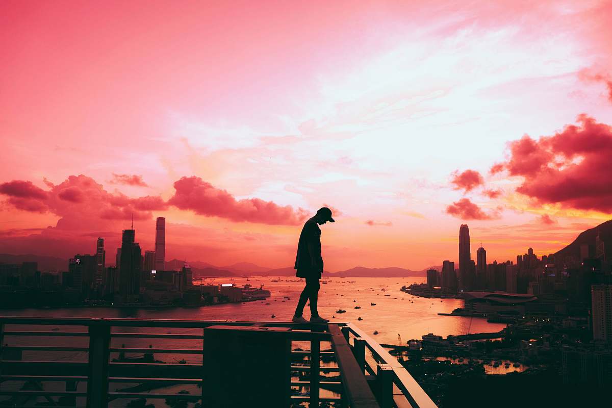 wallpapers silhouette of person standing on railing person