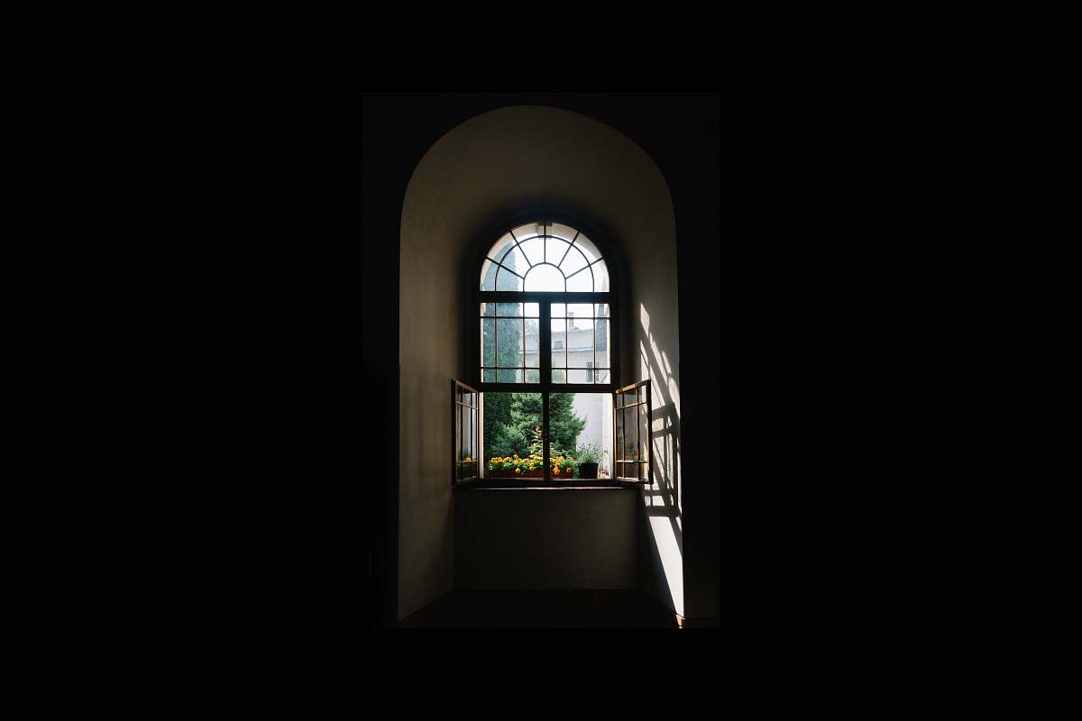 arch glass window panel shadow