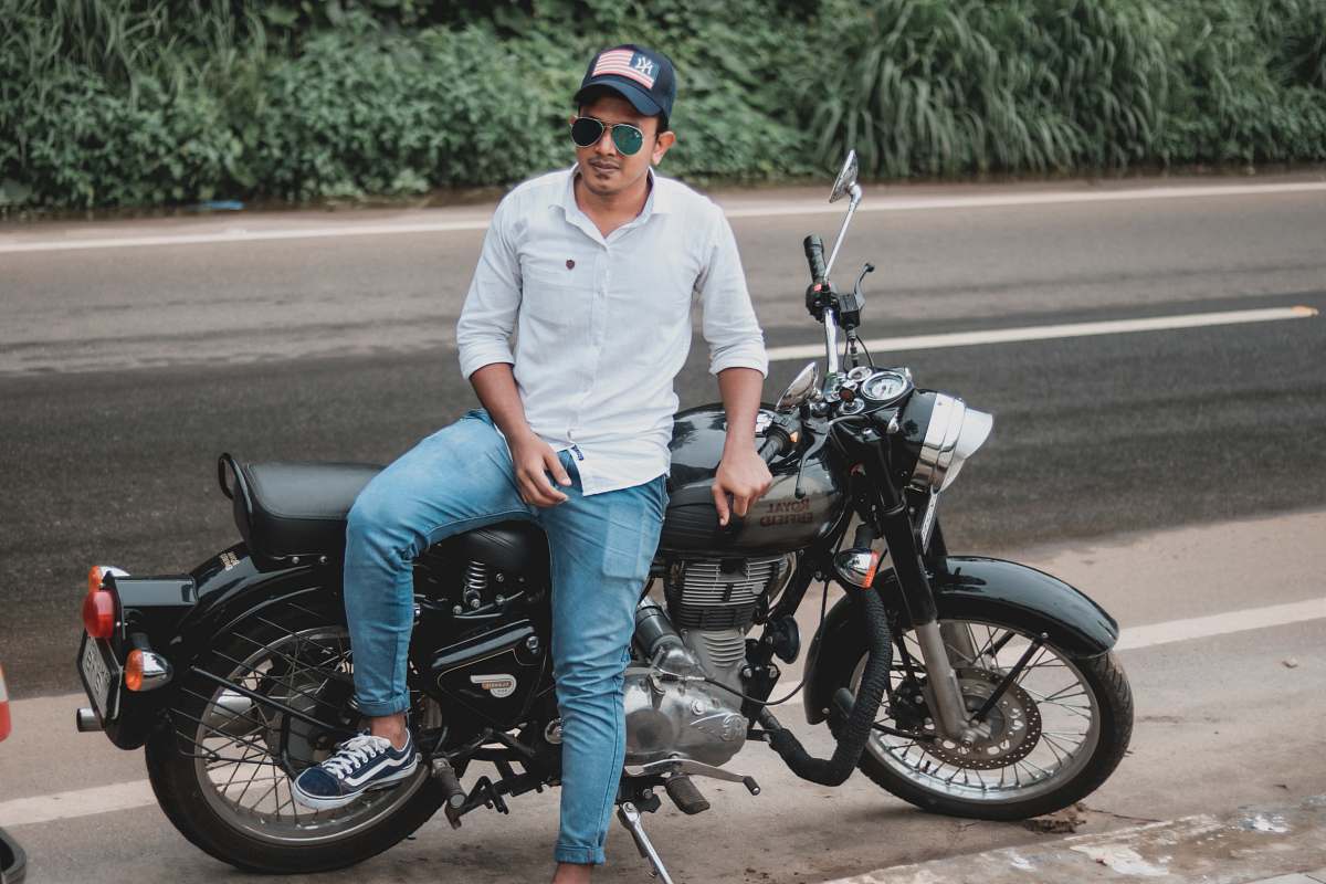 person black standard motorcycle people
