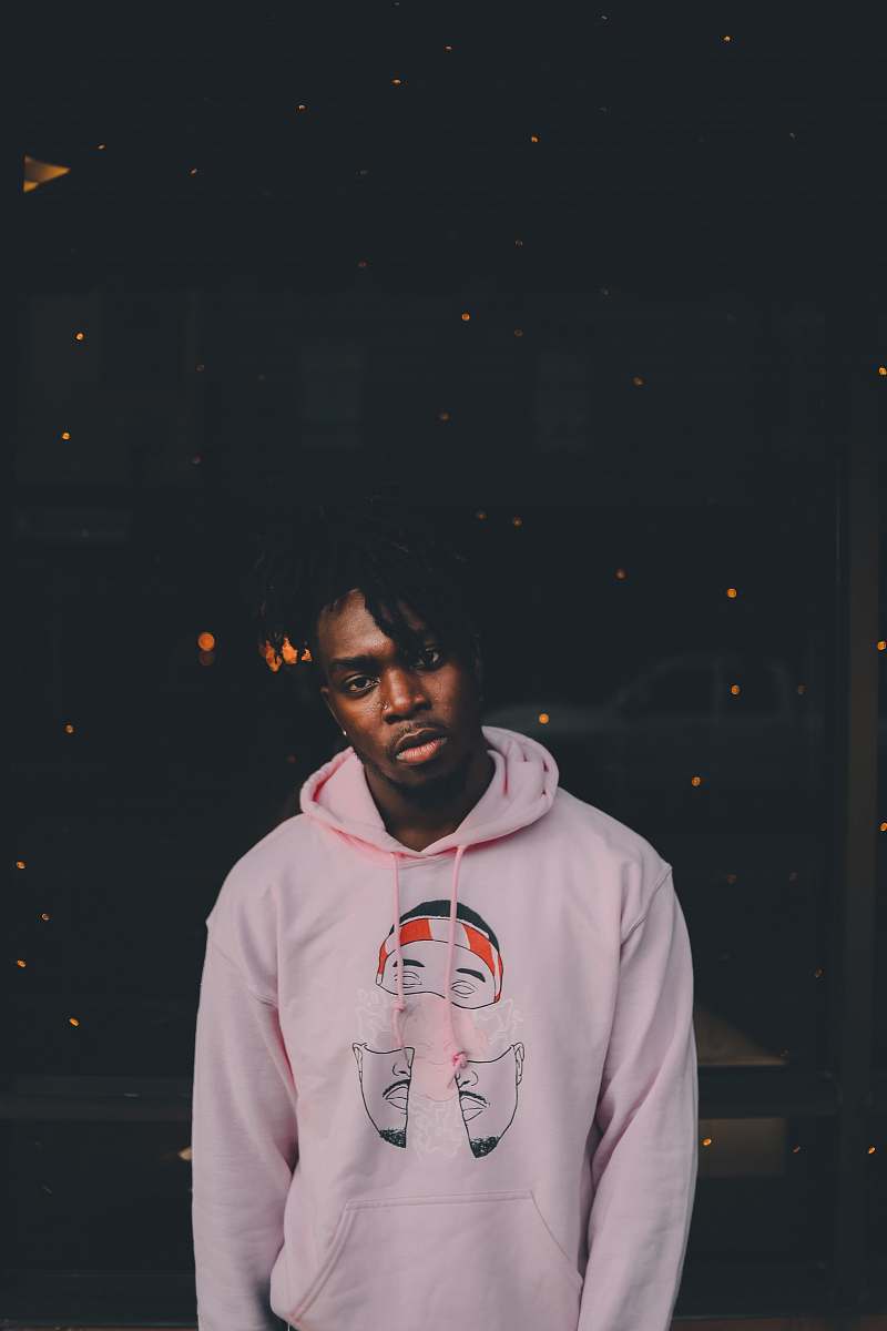 people man in pink pullover hoodie person