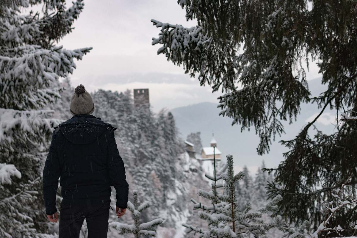 people man standing near trees person