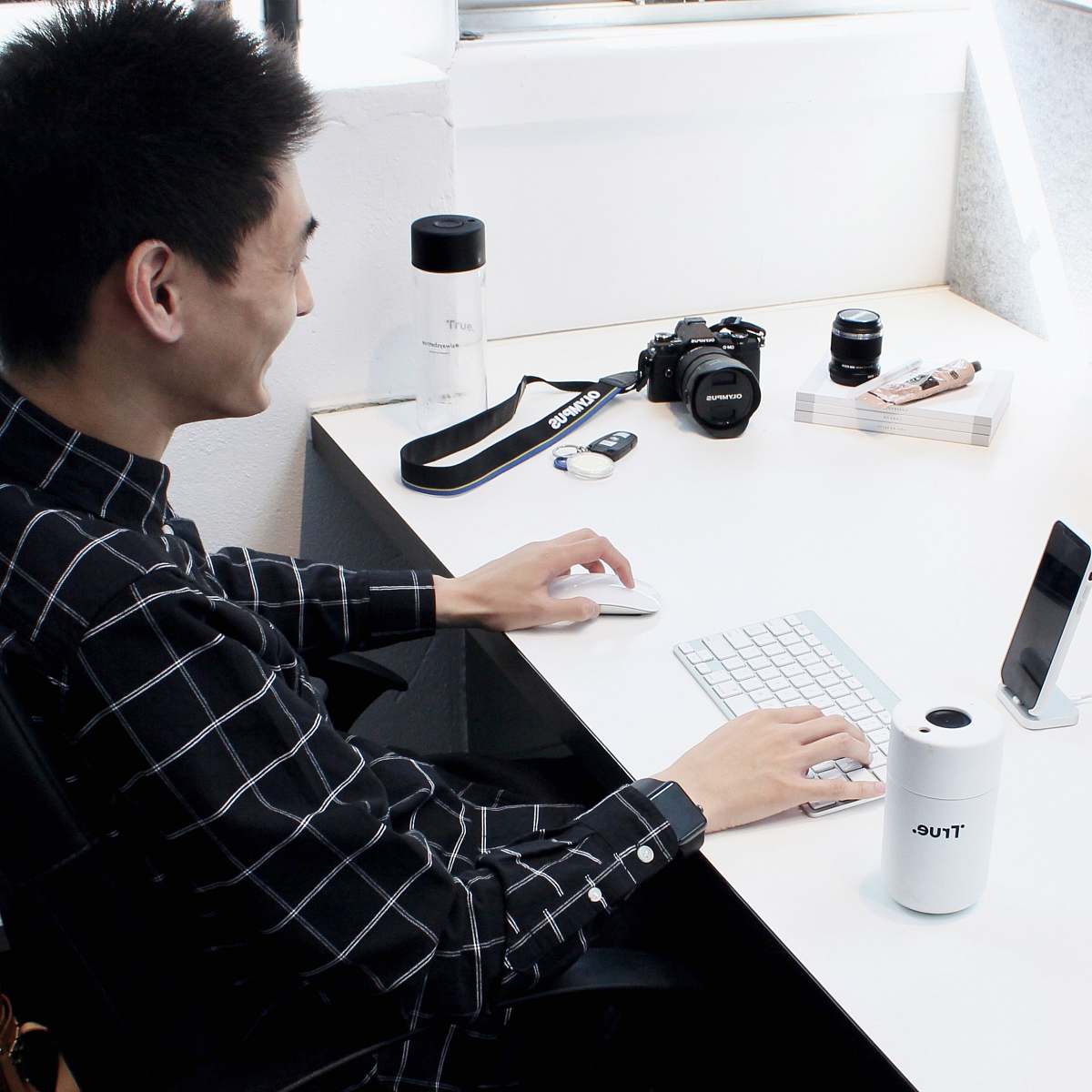 people man using computer person
