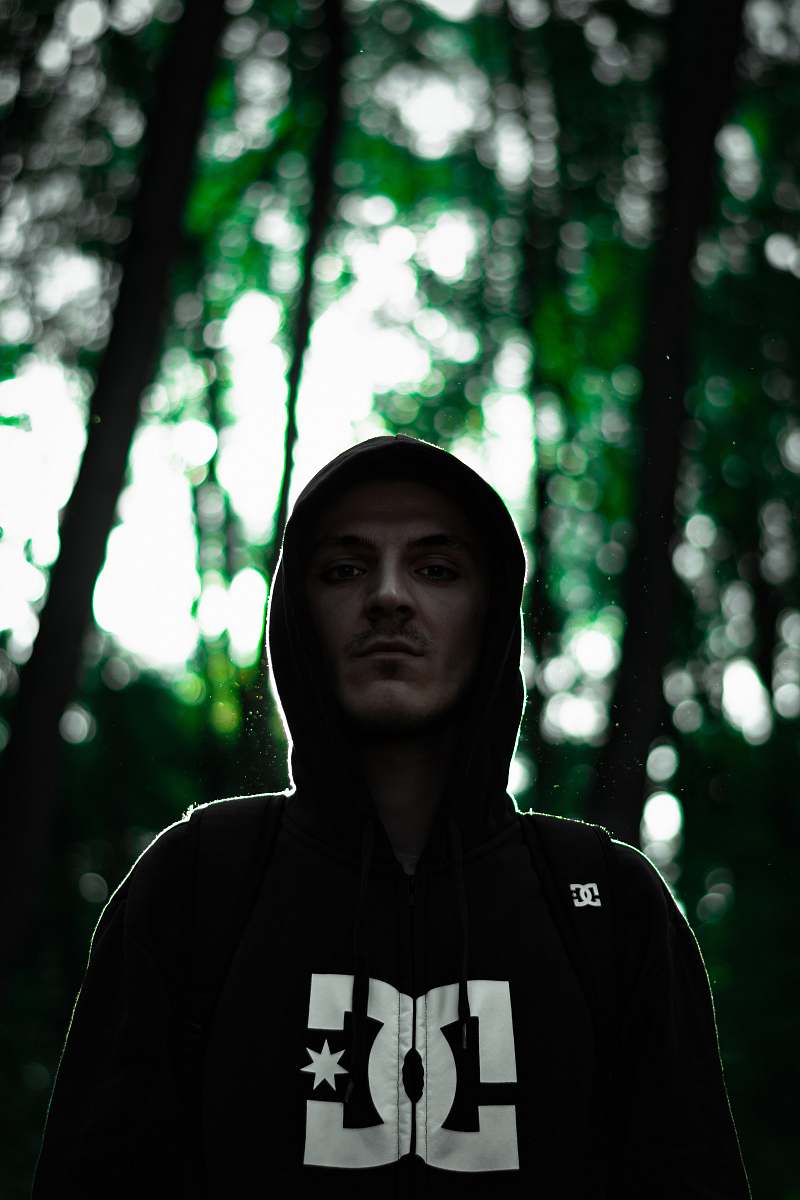 people men's black and white DC Shoes zip-up drawstring hoodie person