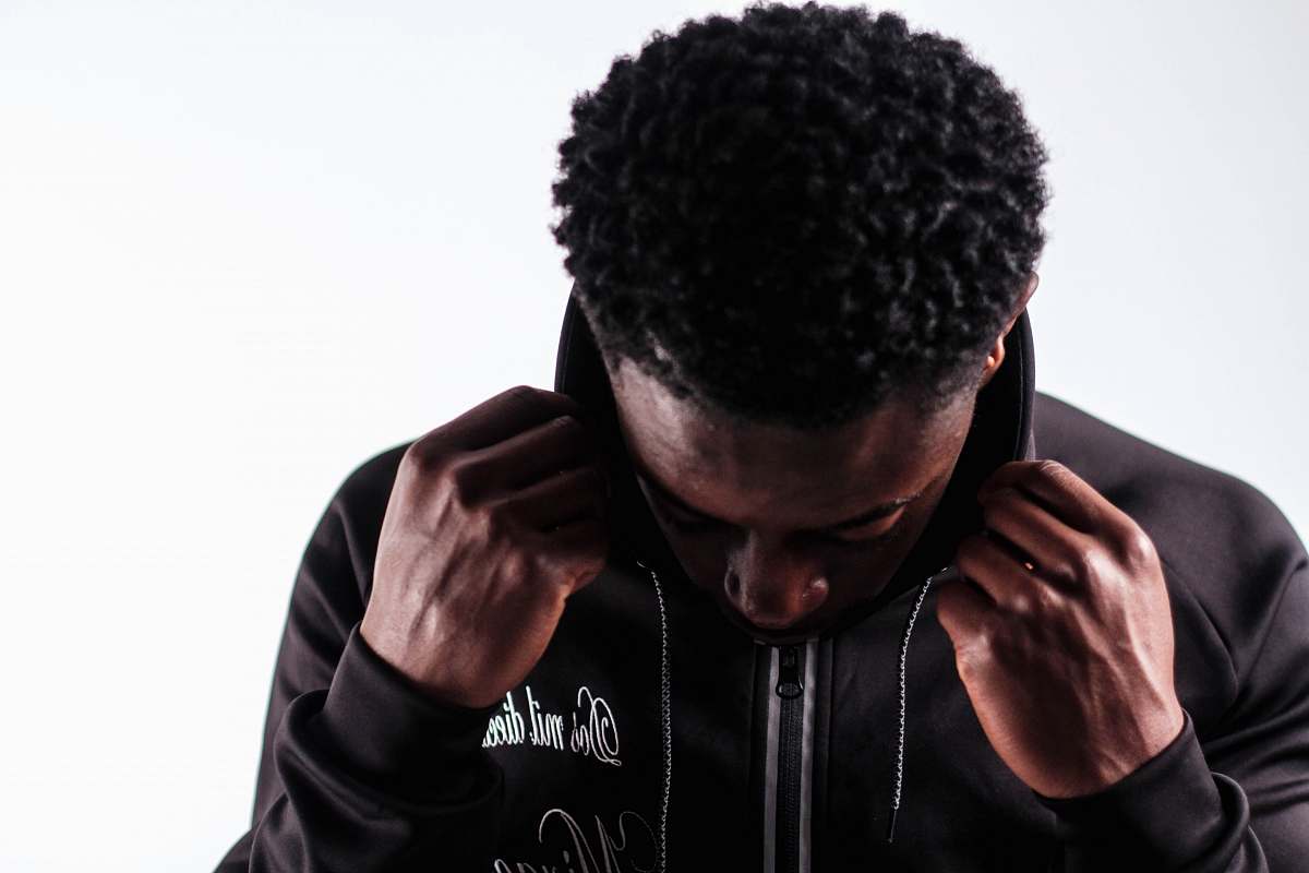 people men's black zip-up jacket person