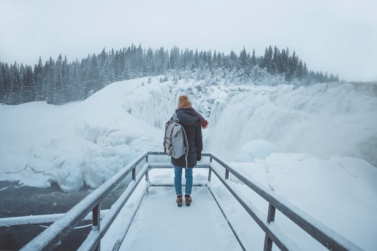 people person standing on pier during winter person