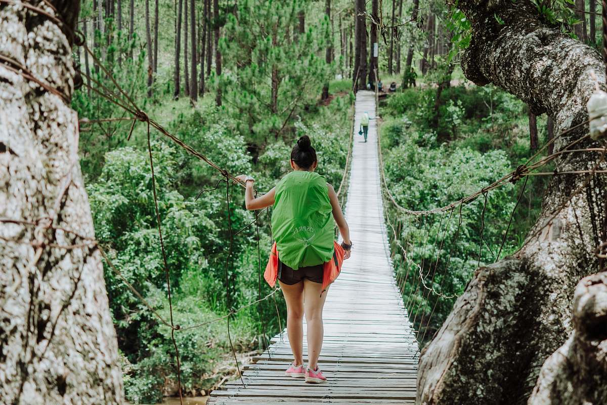 people selective focus photography of woman on bridge person