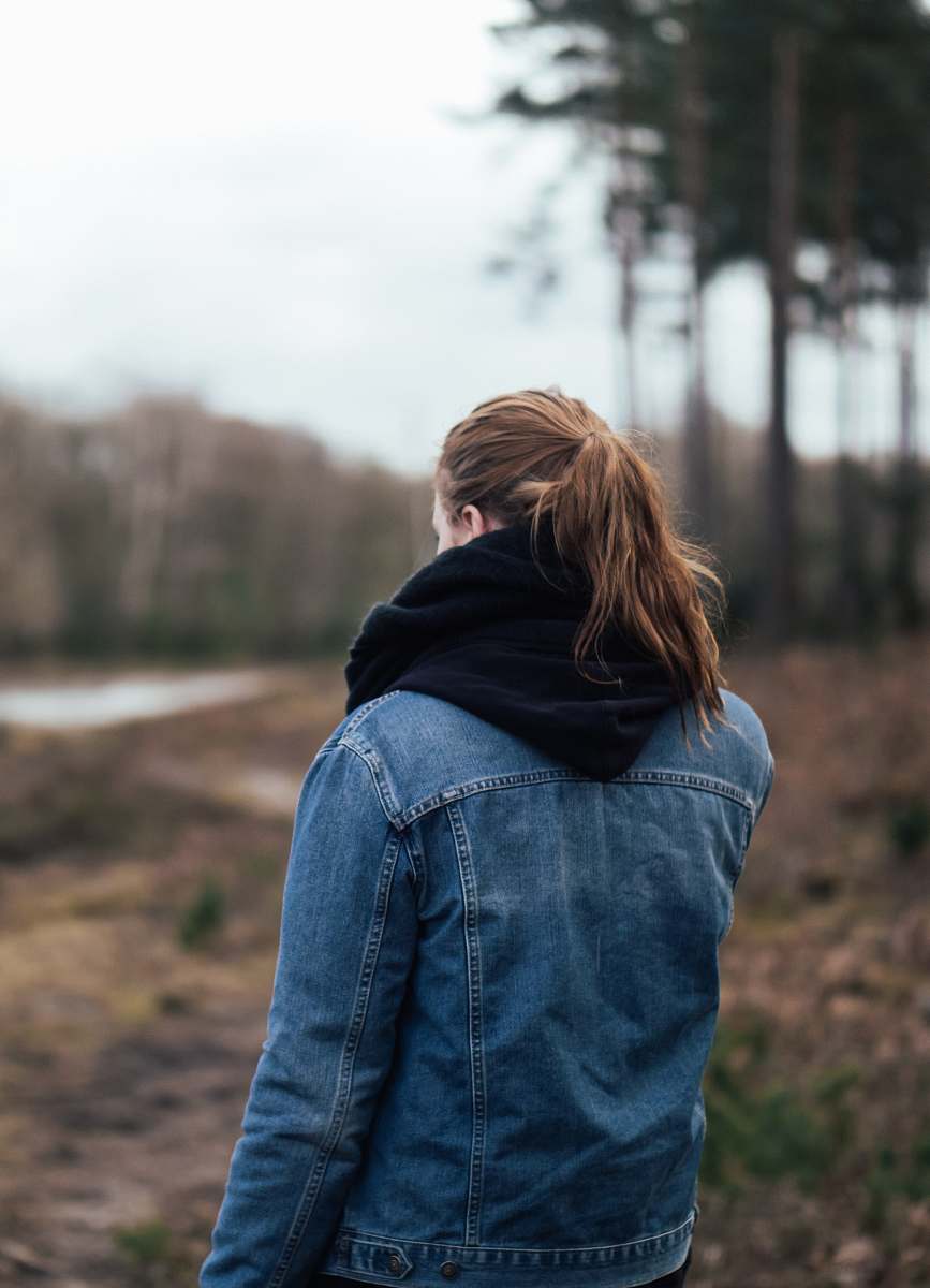 people woman in blue denim jacket denim