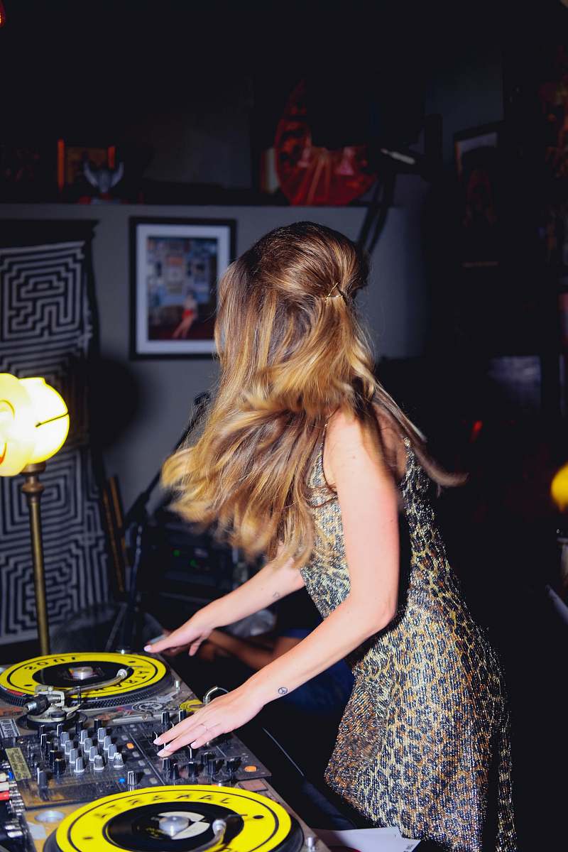 people woman playing mixer at night person