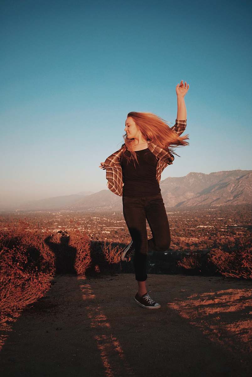 people woman standing under blue sky person