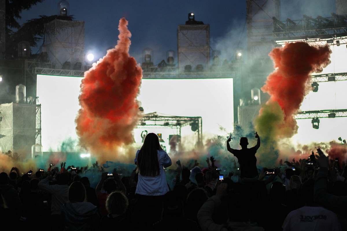 person live concert during night time human
