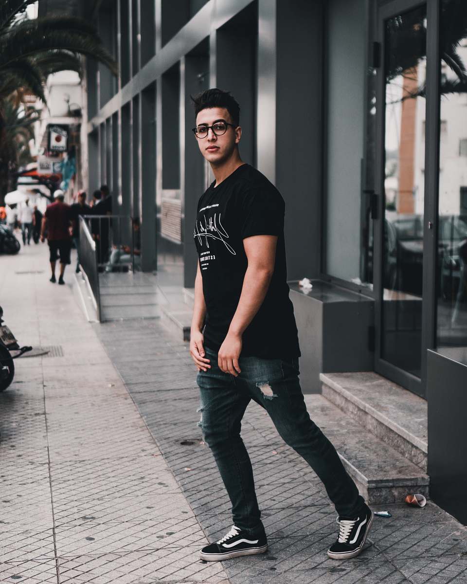 human man looking at his right side outdoors person