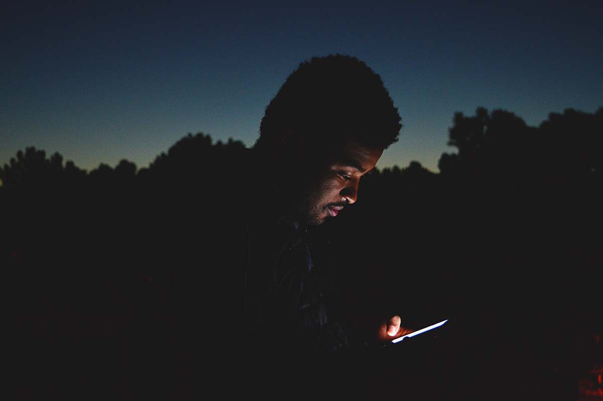 person man using smartphone human
