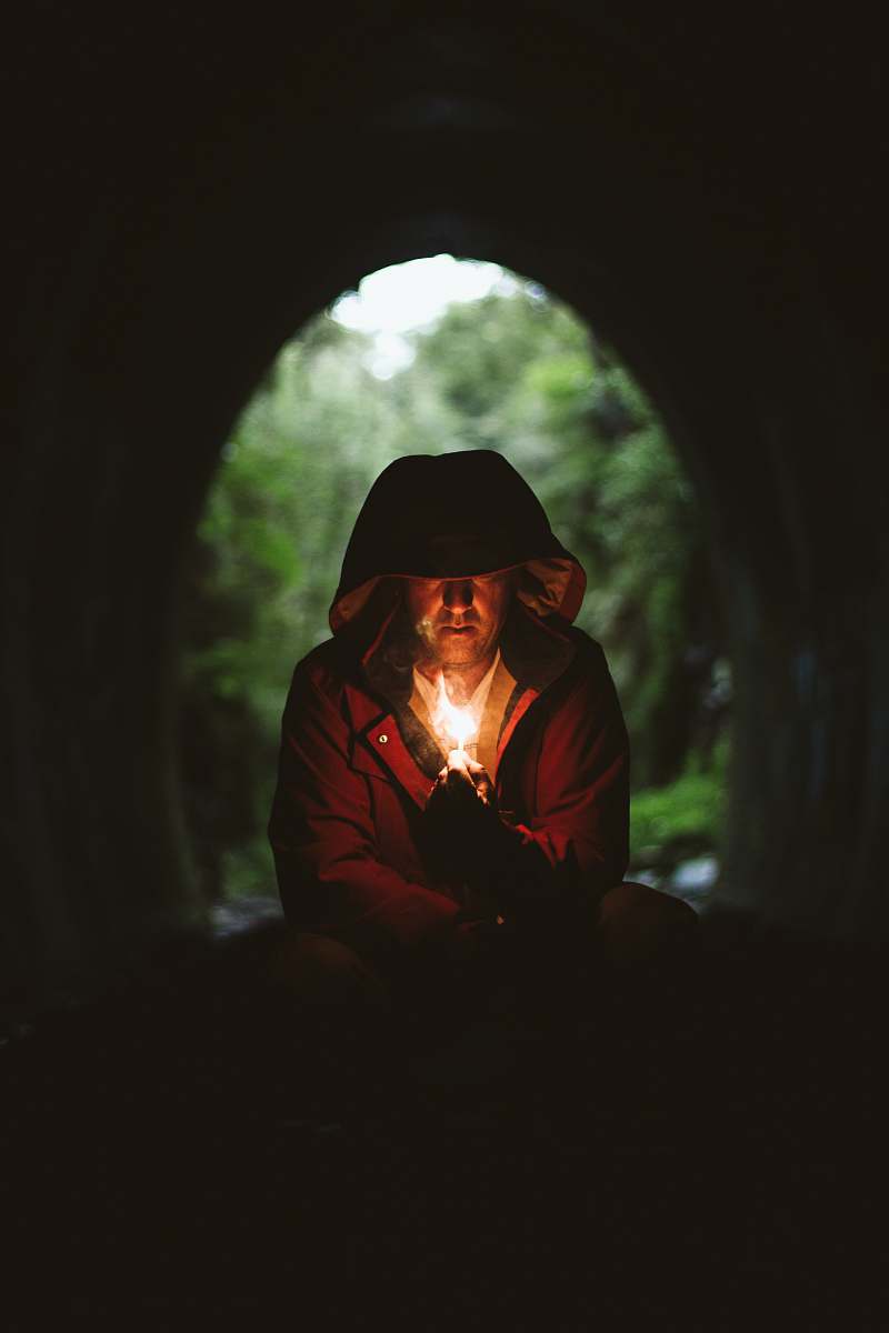 person man wearing red jacket human