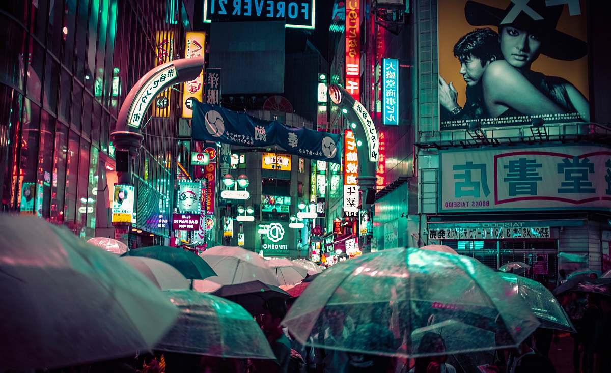 umbrella many people using umbrella during nitght time japan
