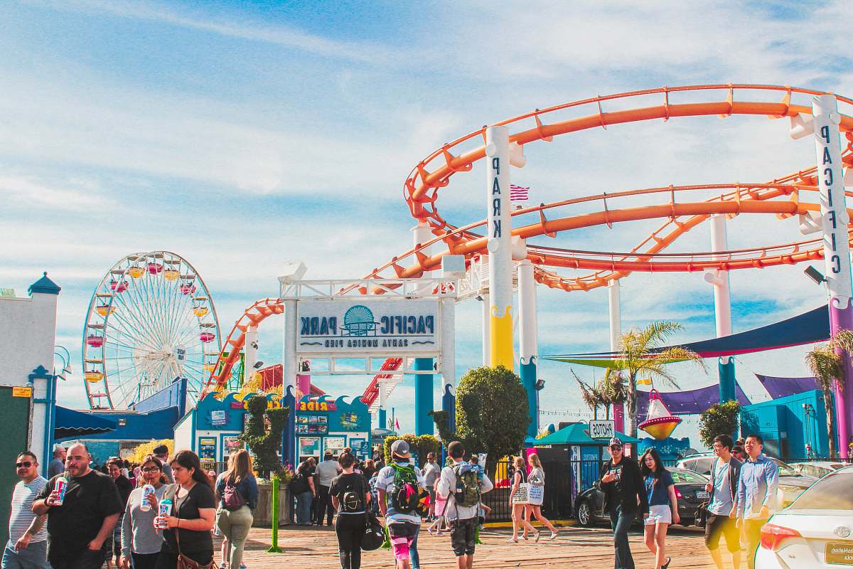 building people in Pacific Part during daytime boardwalk