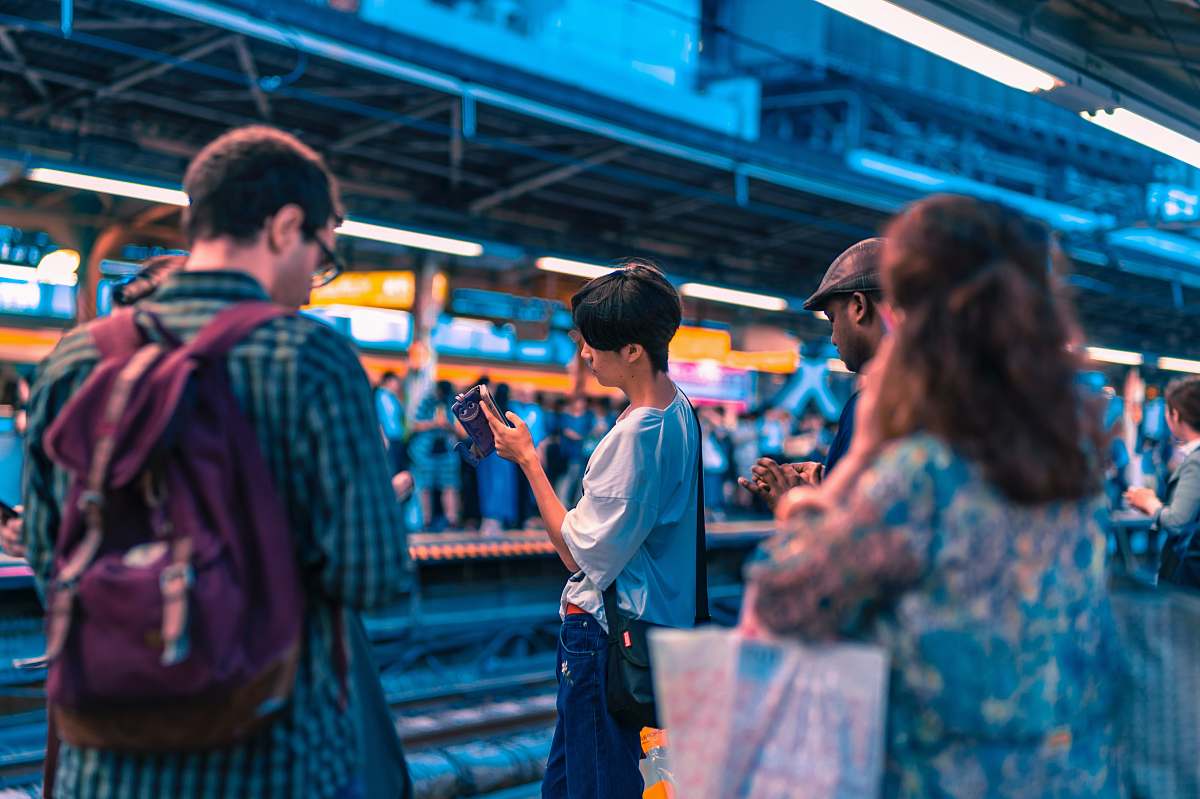 human people waiting train at daytime person