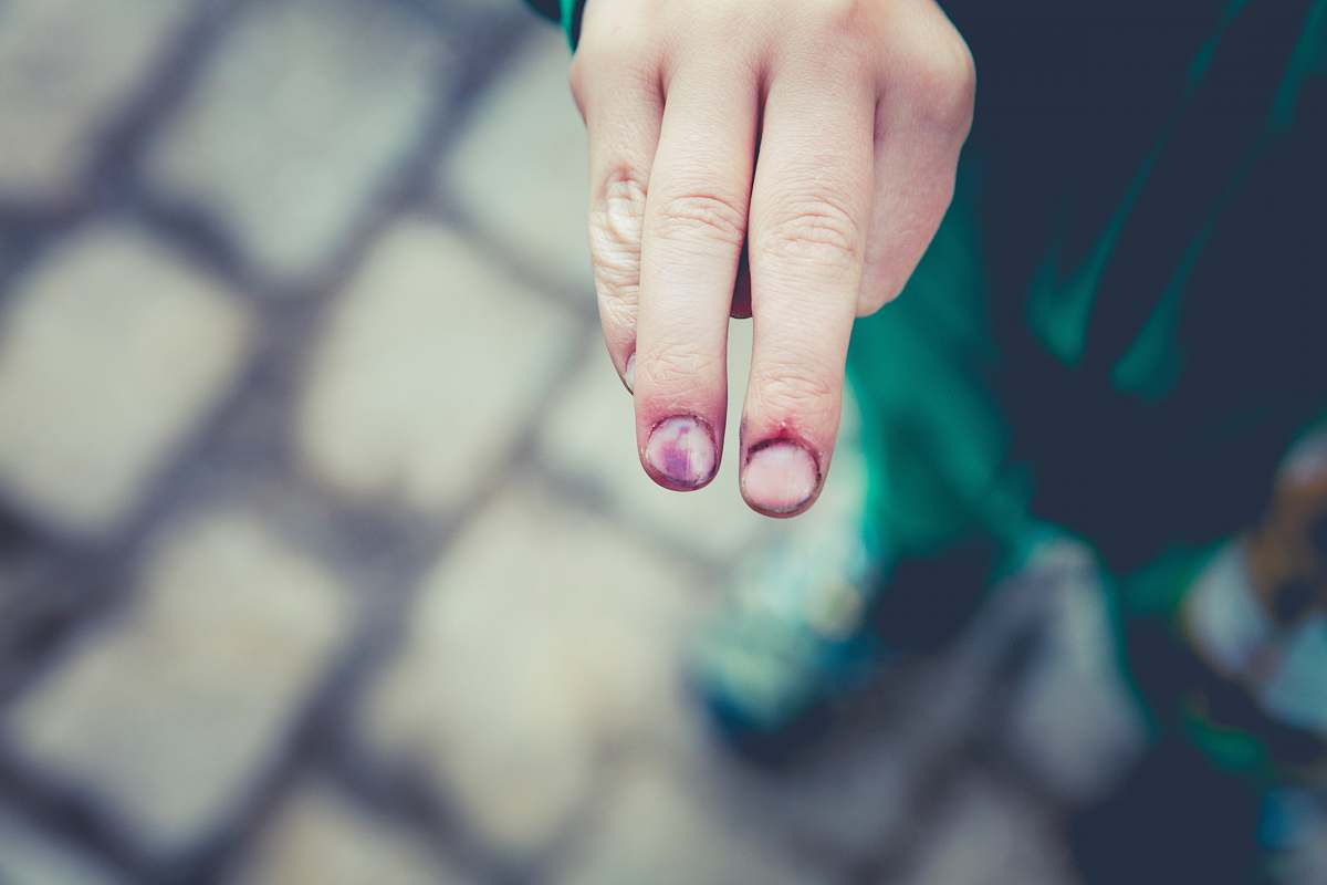 human person point two fingers forward person