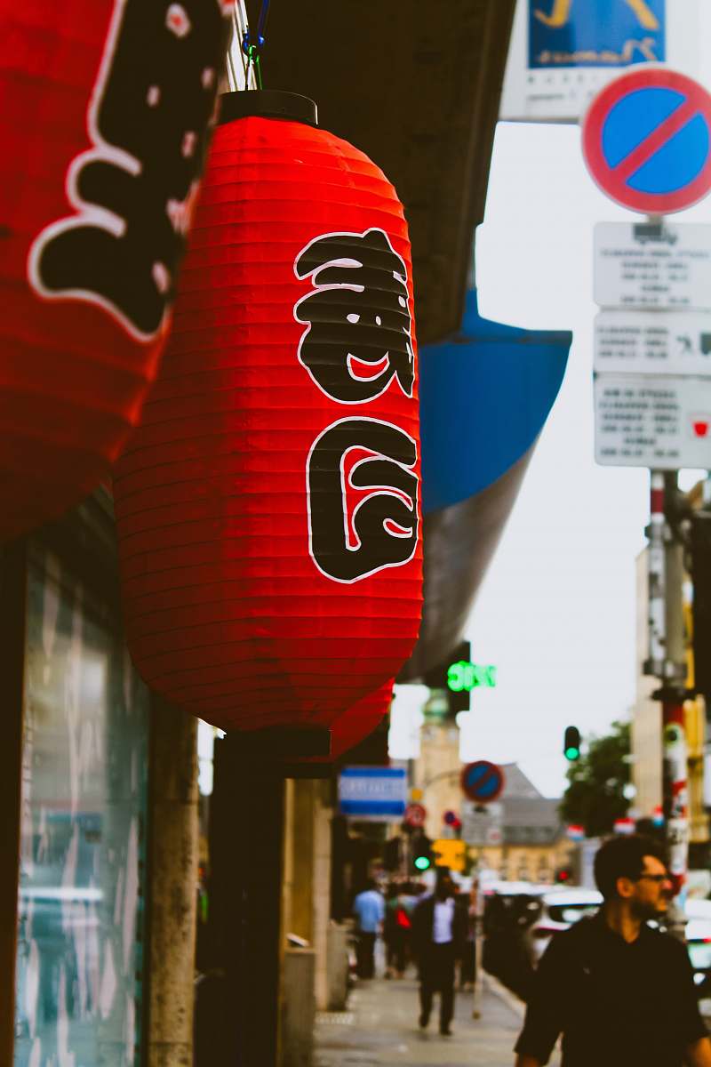 human red inflatable signage lantern