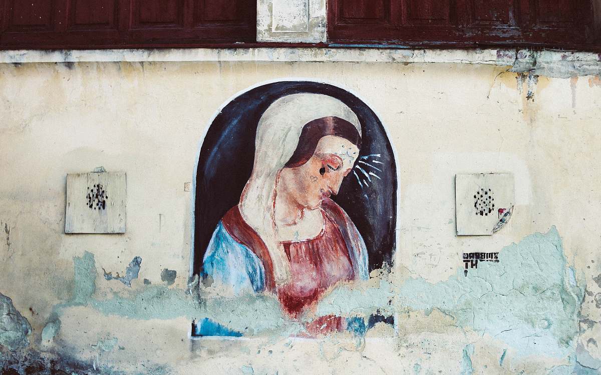 human virgin Mary painting person