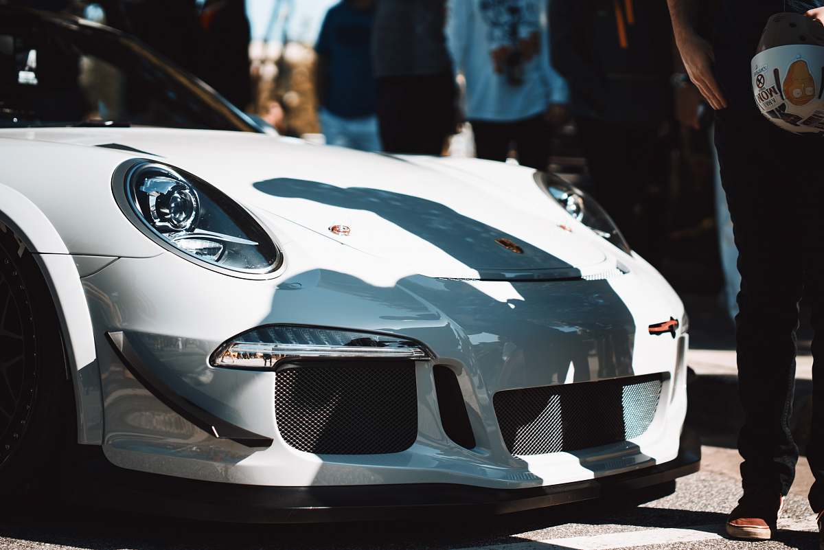person white sports car human