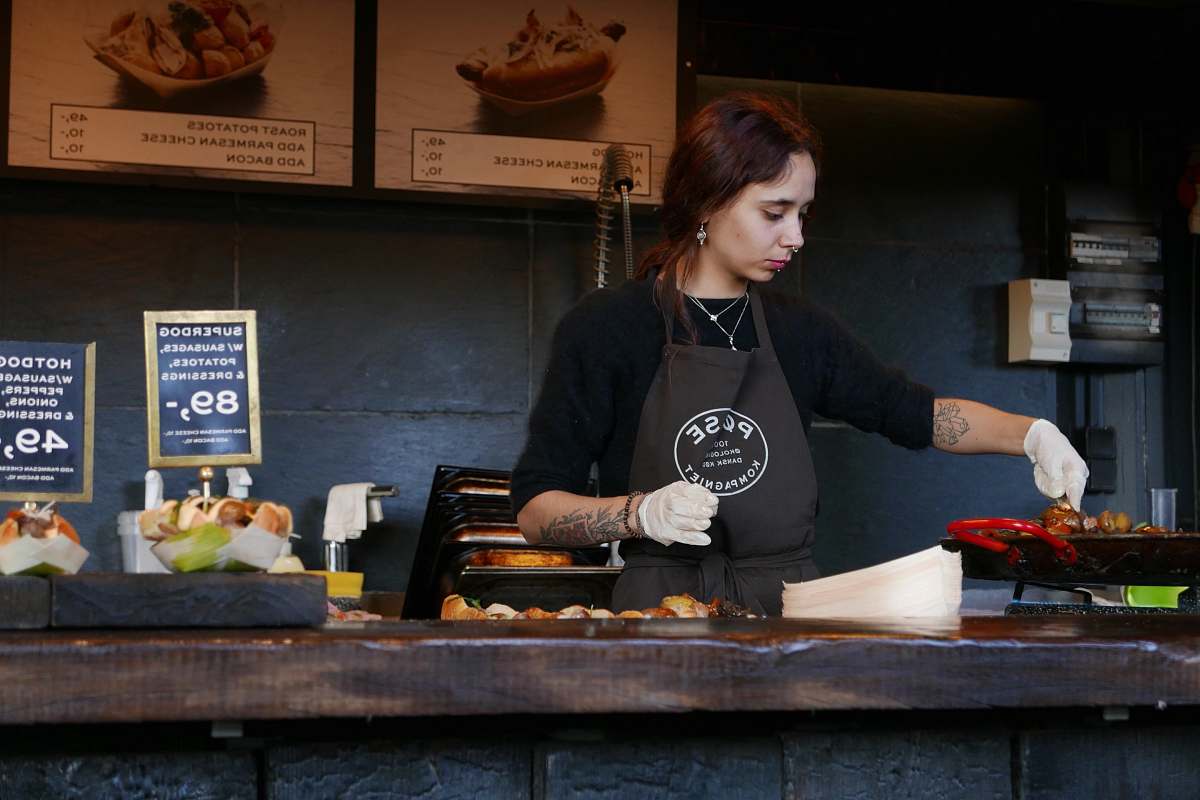human woman cooking at the kitchen worker