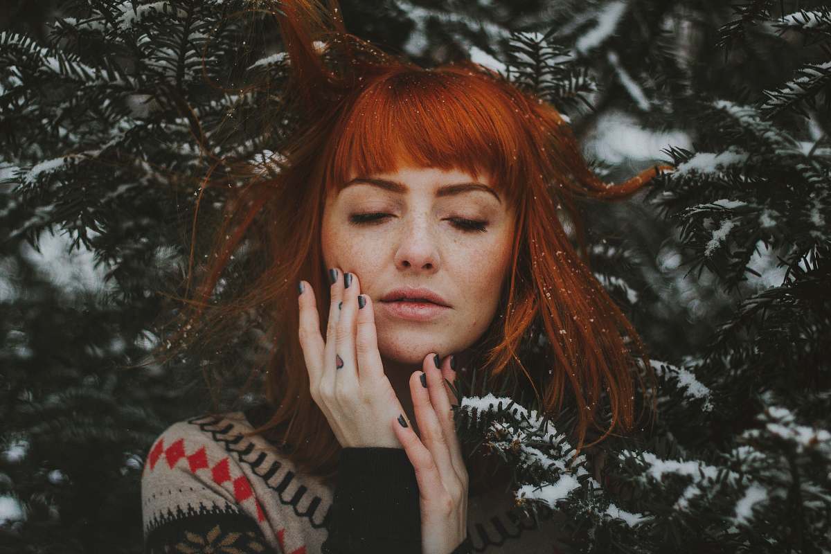 person woman holding her face human