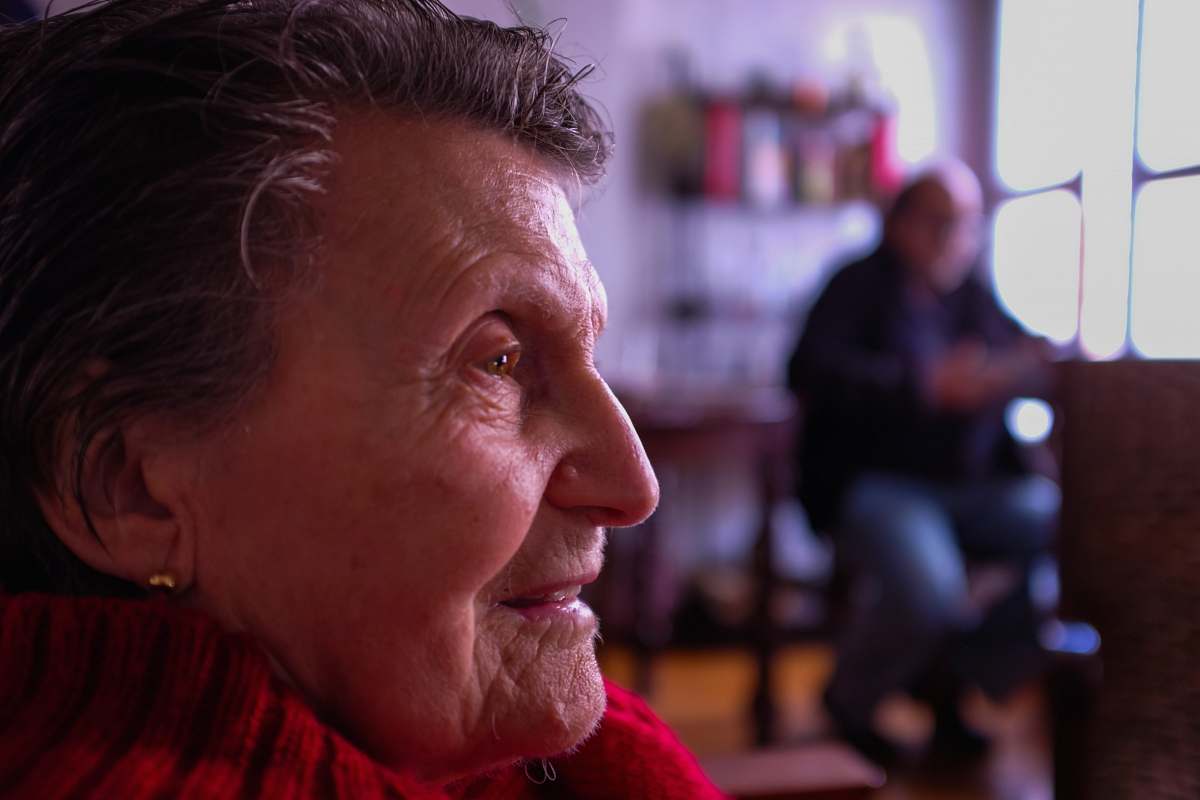human woman looking at somewhere person